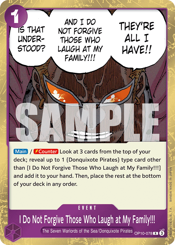 [OP10-078] I Do Not Forgive Those Who Laugh at My Family!!!